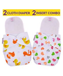 Bembika Reusable Cloth Diapers With Inserts Pack of 2 - White