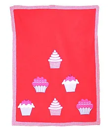 A Little Fable Cupcake Design Fleece Blanket - Red