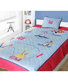 A Little Fable Pirate Theme Quilt - Blue And Pink