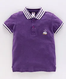 Zero Half Sleeves T-shirt Spaceship Print - Purple