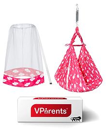vparents sunny baby swing cradle with mosquito net and spring   pink