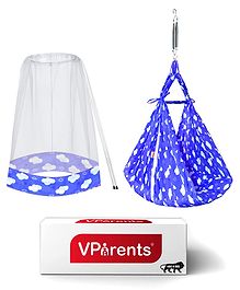 vparents sunny baby swing cradle with mosquito net & spring   blue