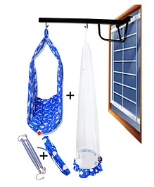 VParents Sunny baby Swing cradle with Mosquito Net  Spring And Metal Window Cradle Hanger - Blue