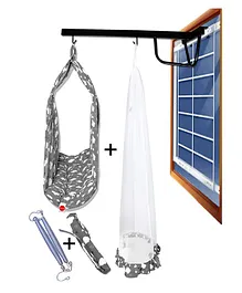 VParents Sunny baby Swing cradle with Mosquito Net  Spring And Metal Window Cradle Hanger - Grey