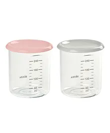 Beaba Tritan Food Storage Jar Grey Pink Set of 2 - 240 ml Each