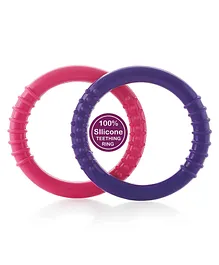 BeeBaby Infant Soft Silicone Teether Ring Pack of 2 - Violet Pink