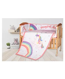 The Mom Store Baby Crib Bedding Set Unicorn Embroidery - Multicolour