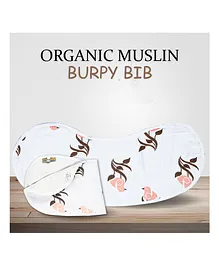 Bdiaper 4 Layers Of Organic Cotton Muslin Burpy Bibs Bird Flower Print
