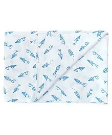 Carerio Premium Cotton Baby Wrapper Arrow Print - Blue White