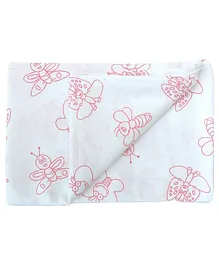 Carerio Premium Cotton Baby Wrapper Butterfly Print - Pink White