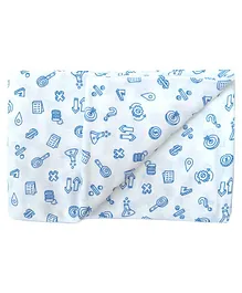 Carerio Premium Cotton Baby Wrapper Symbol Print - Blue White