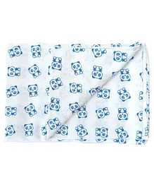 Carerio Premium Cotton Baby Wrapper Teddy Print - Blue White