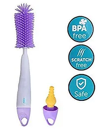 U-Grow Silicone Scratch Free Bottle & Nipple Cleaning Brushes - Purple