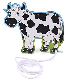 Omocha Lacing Toy Cow Shaped - White 