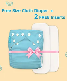 Charlie Banana All Night Free-size Cloth Diaper with 2 Inserts - 360° Softness - Charlie Banana Blue