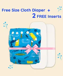 Charlie Banana All Night Free Size Cloth Diaper with 2 Inserts 360 Softness - Malibu