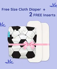 Charlie Banana All Night Free Size Cloth Diaper with 2 Inserts 360 Softness - Soccer