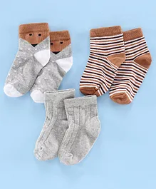 Spenta Socks Set of 3 Pairs - Brown Grey
