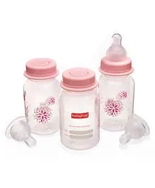 Babyhug Milk Storage Container with Nipple Set of 3 Pink - 150 ml