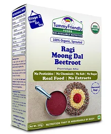 Tummy Friendly Foods Sprouted Ragi Moong Dal Beetroot Porridge Mix - 200 gm