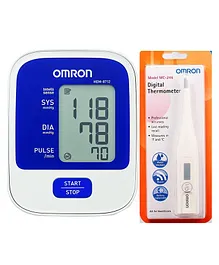 Omron HEM8712 BP Monitor & MC 246 Digital Thermometer Combo - Blue White