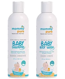 MommyPure Combo of Natural, Tear-Free Baby Body Wash & Shampoo - 120 ml each
