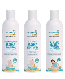 MommyPure Combo of Natural Baby Wash, Shampoo & Baby Lotion - 120 ml each