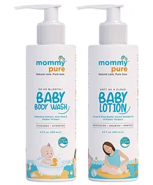 MommyPure Combo of Natural, Tear-Free Baby Body Wash & Baby Lotion - 250 ml each
