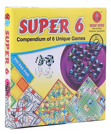 Yash Toys Super 6 in 1 Board Game Combo - Multicolor