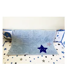 The Mom Store Baby Blanket Star Embroidered  - Blue