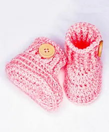 Knits & Knots Solid Color Cuffed Booties - Pink