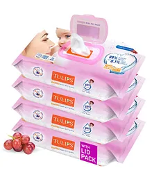 Tulips Sensitive Baby Wet Wipes With Lid Pack of 4 - 72 Pieces each
