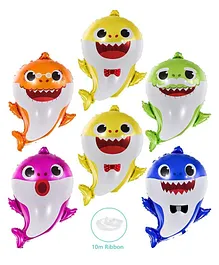 Party Propz Baby Shark Foil Balloons Decorations Combo Multicolor - Pack of 6 
