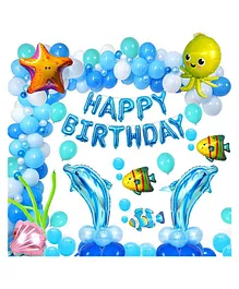 Party Propz Sea Theme Balloons Birthday Decorations Set Blue - Pack Of 67