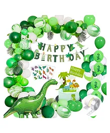 Party Propz Dinosaur Theme Happy Birthday Decoration Set Green - Pack Of 68