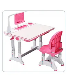 StarAndDaisy Kids Study Table & Chair With Book Holder - Pink White