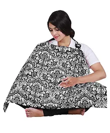 Lulamom Nursing Cover with Adjustable Strap Rose Print - Black
