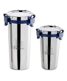 Falcon Stainless Steel Tumblers Set of 2 - 370 ml & 520 ml