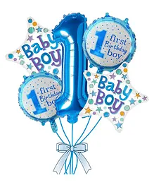 Funcart  1st Birthday Boy Decoration Set Blue Silver - Pack Of 5