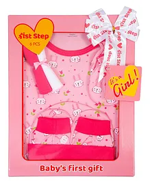 1st Step Cotton Baby Gift Set Pack of 6 - Pink