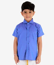 JBN Creation Solid Colour Half Sleeves Shirt - Blue