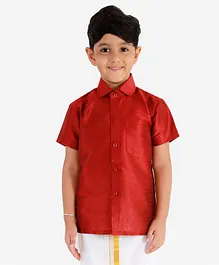 JBN Creation Half Sleeves Solid Colour Shirt - Red