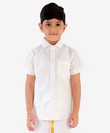 JBN Creation Half Sleeves Solid Colour Shirt - White