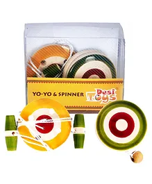 Desi Toys Wooden Yo-Yo & Spinner Set - Multicolour