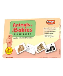  Krazy Animals and their Babies Flash Card Pack of 24 - Multicolor