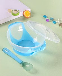 Suction Bowl With Heat Sensitive Spoon - Blue