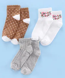 Spenta Socks Set of 3 Pairs - Brown White Grey