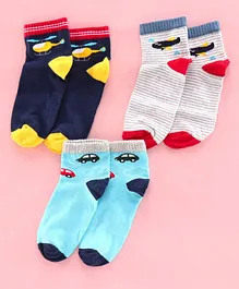 Spenta Printed Socks Size 4 Set of 3 Pairs - Multicolour