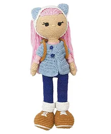 Happy Threads Crochet Amigurumi Cat Ears Doll Blue - Height 25.4 cm