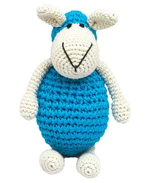Happy Threads Amigurumi Crochet  Soft Toy Kind Sheep Blue - Height 19.05 cm
